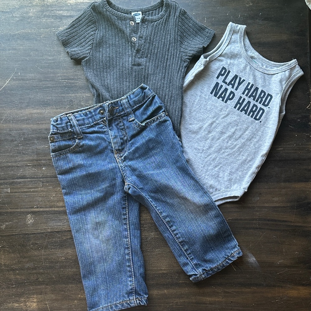 Kitestrings by Hartstrings Blue Denim Jeans Baby Outfit, 18 months